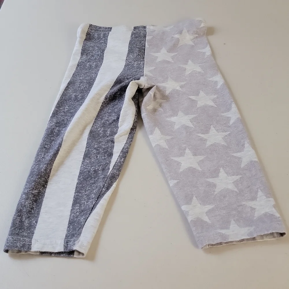 Old Navy Girls Stars & Stripes Pull‑On Leggings White/Gray XS 5 Elastic Waist